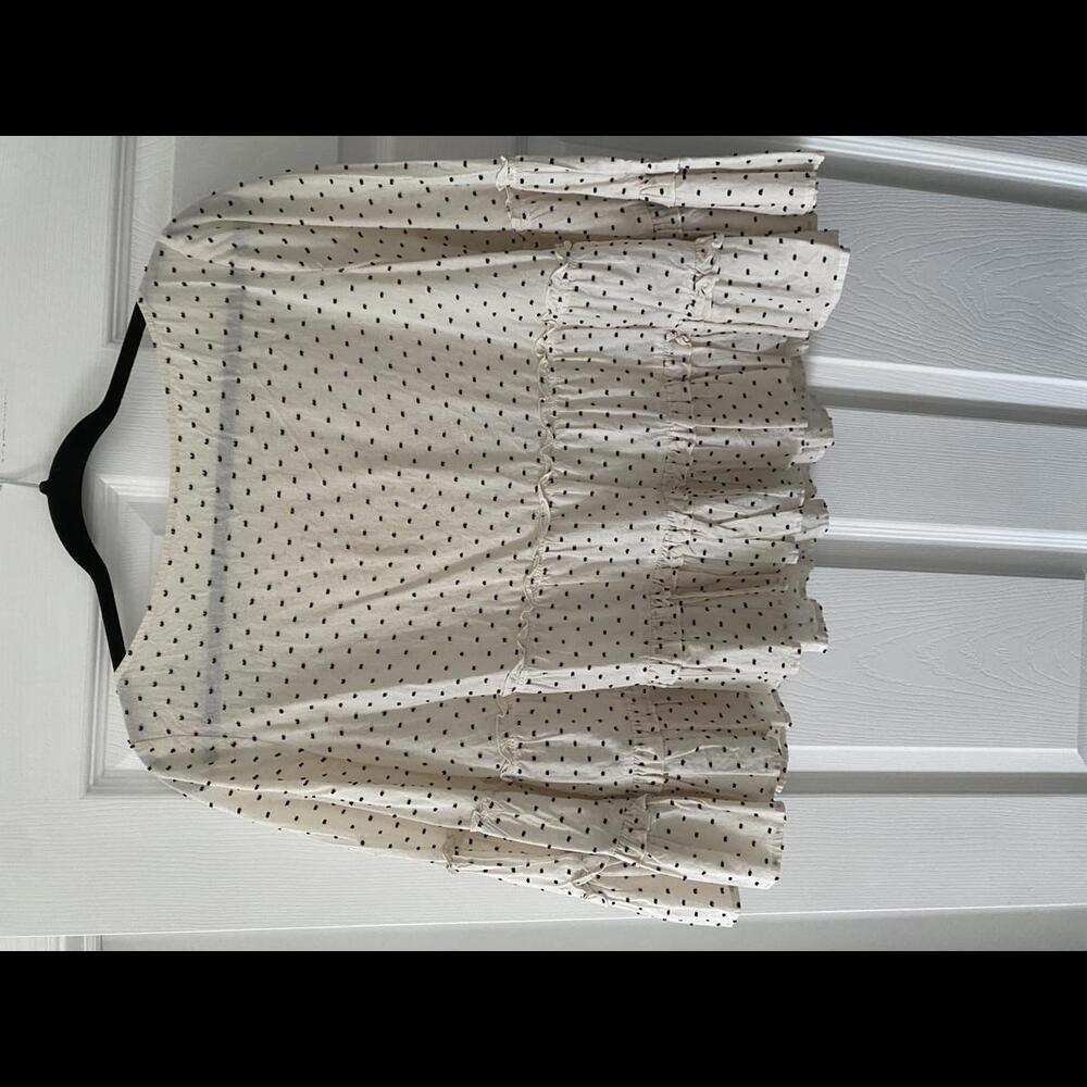 Club Monaco - tiered flare-sleeve polka dot shirt, size M
